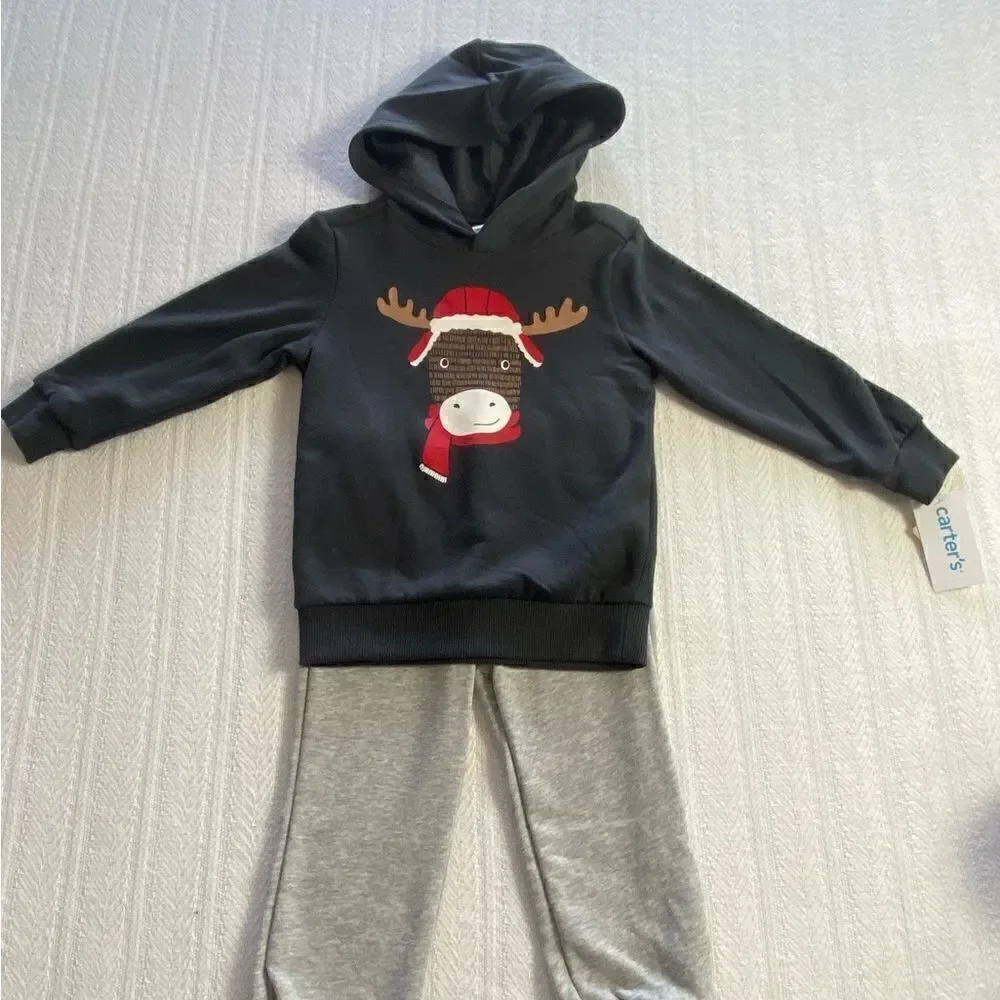 CARTER’S BOYS Moose Fleece Hoodie & Pants Set